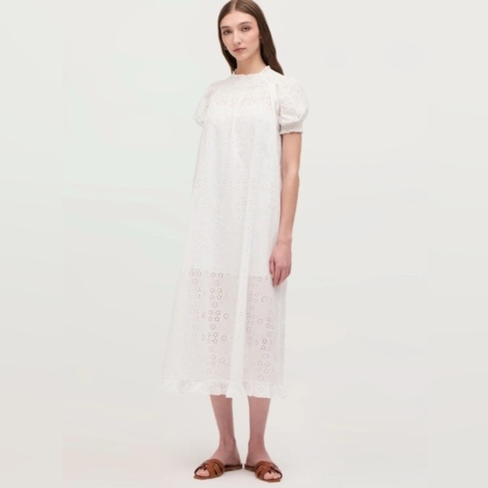 Hill House White Eyelet Midi Dress